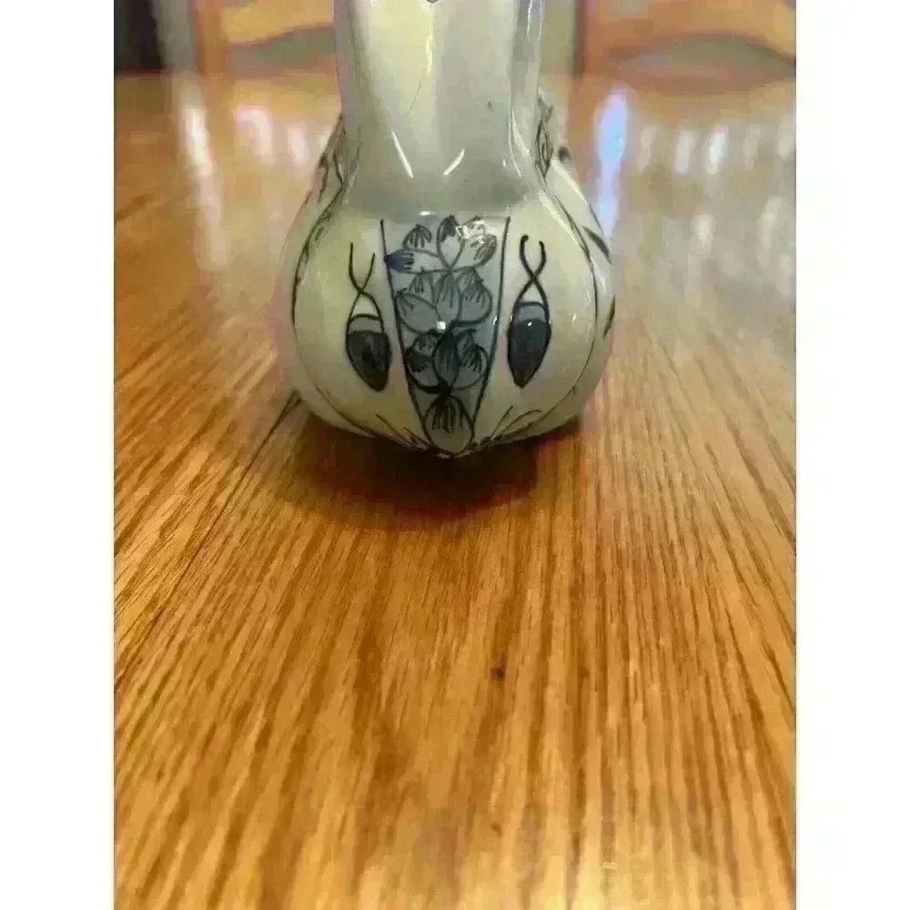 Porcelain Rabbit Bunny Blue White Coin Bank Andrea by Sadek Vintage Collectible - Picture 4 of 7
